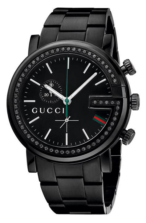 gucci g chrono watch black with diamonds|gucci chronograph automatic open.